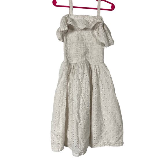 Kenzie Girl White Eyelette Elastic Waist Mini Dress Sundress Size 5/6 - Picture 1 of 8